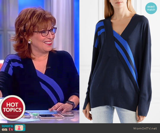 Rag and Bone Grace wrap-effect merino wool sweater worn by Joy Behar on The View