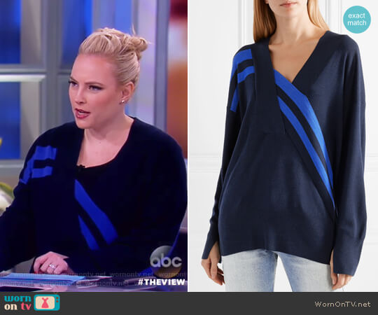 Rag and Bone Grace wrap-effect merino wool sweater worn by Meghan McCain on The View