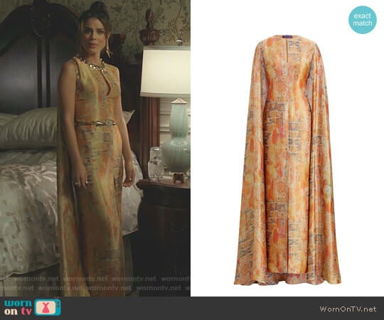 Ralph Lauren Patrice Cape Gown worn by Cristal Flores (Nathalie Kelley) on Dynasty