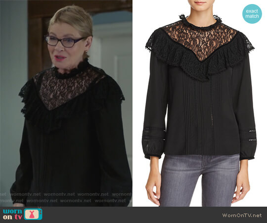 Rebecca Taylor Lace & Ruffle Silk Top worn by Joan Short (Dianne Wiest) on Life in Pieces