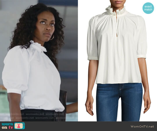 Rebecca Taylor Short Sleeve Poplin Top worn by Anissa Pierce (Nafessa Williams) on Black Lightning
