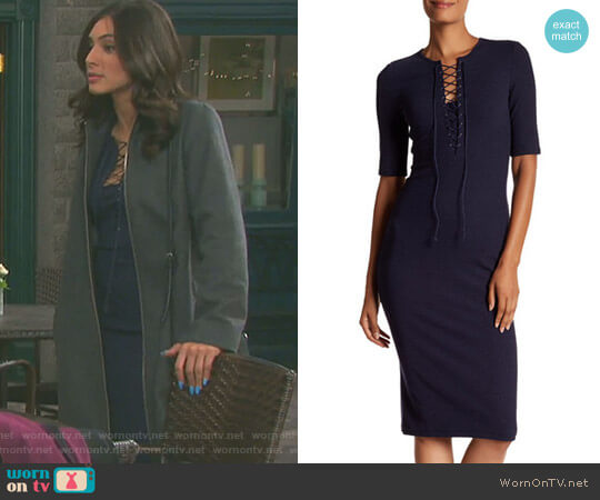 Derek Lam 10 Crosby Ribbed Lace-Up Tee Dress worn by Gabi Hernandez (Camila Banus) on Days of our Lives