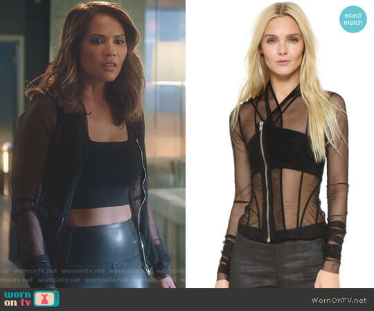Rick Owens Lilies Mesh Jacket worn by Mazikeen (Lesley-Ann Brandt) on Lucifer