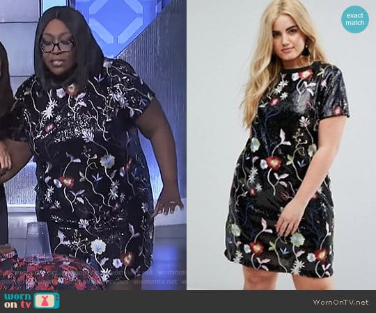 River Island Floral Sequin Shift Dress worn by Loni Love on The Real