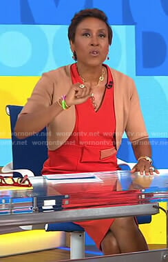 Robin’s orange v-neck dress on Good Morning America