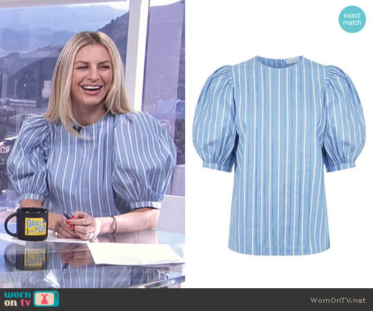 Sandro Balloon Sleeve Blouse worn by Morgan Stewart on E! News