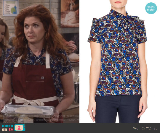 Sandro Poe Paisley Silk Blouse worn by Grace Adler (Debra Messing) on Will and Grace