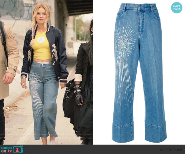 Stella McCartney Embellished Wide-leg Jeans worn by Karolina Dean (Virginia Gardner) on Marvels Runaways