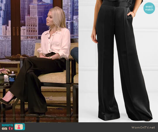 Stella McCartney Satin Wide-Leg Pants worn by Kelly Ripa on Live with Kelly and Mark