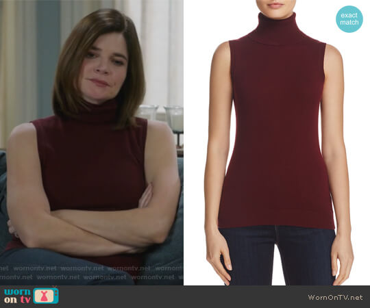 Theory Sleeveless Cashmere Turtleneck worn by Heather Hughes (Betsy Brandt) on Life in Pieces
