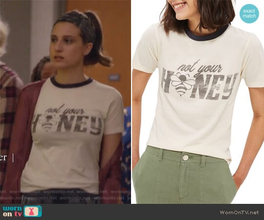 TopShop Not Your Honey Ringer Tee worn by Nomi Segal (Emily Arlook) on Grown-ish