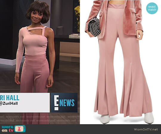 Topshop Satin Super Flare Trousers worn by Zuri Hall on E! News