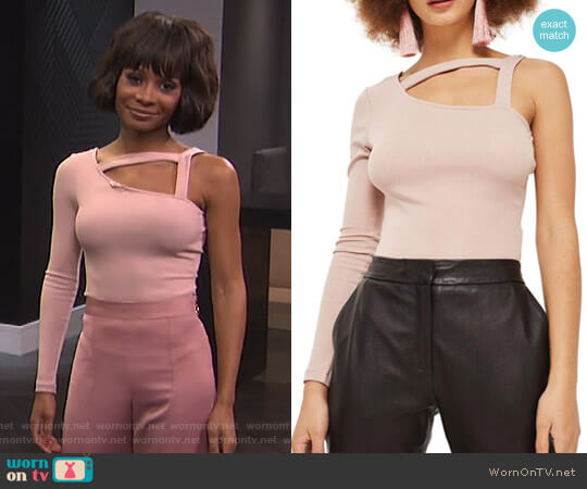 Topshop Strappy One Shoulder Bodysuit worn by Zuri Hall on E! News