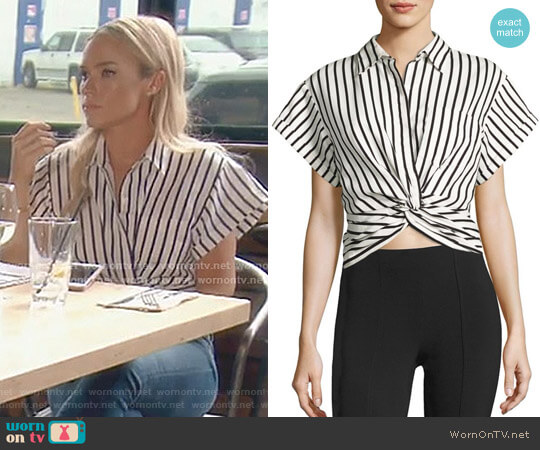 T by Alexander Wang Twisted Front Striped Shirt worn by Teddi Mellencamp Arroyave on The Real Housewives of Beverly Hills