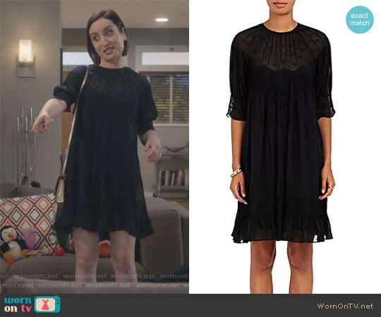 Ulla Johnson Victorian Evangeline Silk Georgette Minidress worn by Jennifer Short (Zoe Lister-Jones) on Life in Pieces
