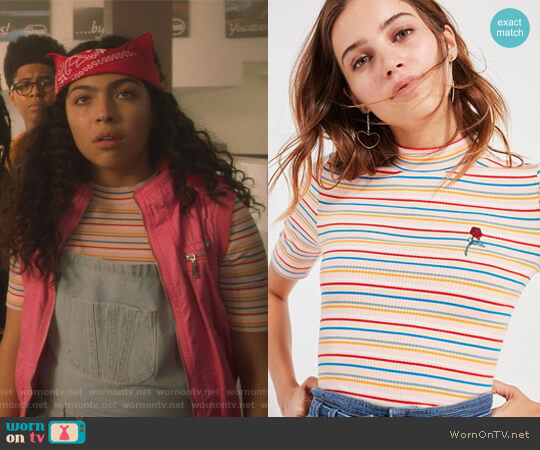 Urban Outfitters Zola Striped Mock-Neck Top worn by Molly Hernandez (Allegra Acosta) on Marvels Runaways