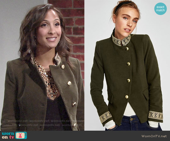 Zara Velvet Jacket with Passementerie worn by Lily Winters (Christel Khalil) on The Young and the Restless