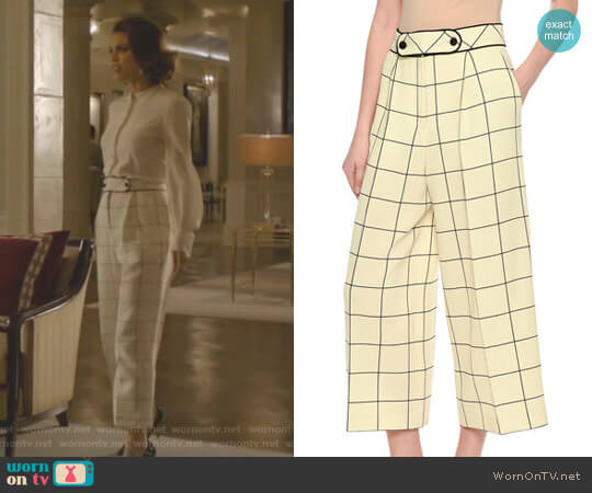 Valentino Windowpane Wool Culottes worn by Cristal Flores (Nathalie Kelley) on Dynasty