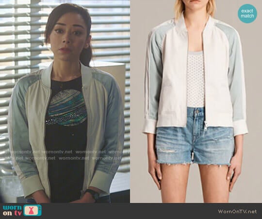 All Saints Varley Leather Bomber Jacket worn by Ella Lopez (Aimee Garcia) on Lucifer
