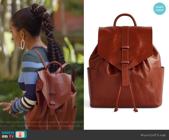 Vera Bradley Big Sky Leather Backpack worn by Zoey Johnson (Yara Shahidi) on Grown-ish