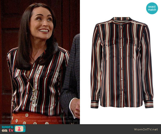 Veronica Beard Poppy Striped Blouse worn by Quinn Fuller (Rena Sofer) on The Bold and the Beautiful