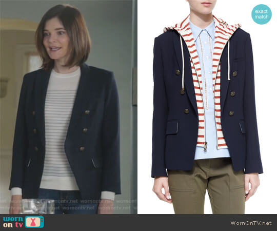 Veronica Beard Captain Double-Breasted Jacket worn by Heather Hughes (Betsy Brandt) on Life in Pieces
