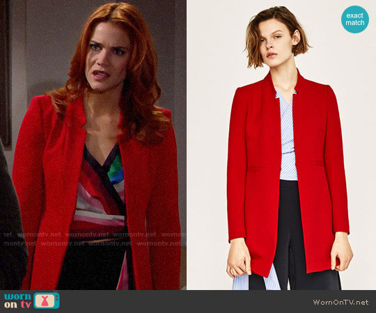 Zara Inverted Lapel Frock Coat worn by Sally Spectra (Courtney Hope) on The Bold and the Beautiful