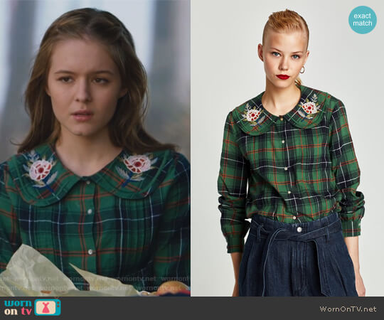 Zara Shirt with Embroidered Collar worn by Taylor (Izabela Vidovic) on The Fosters