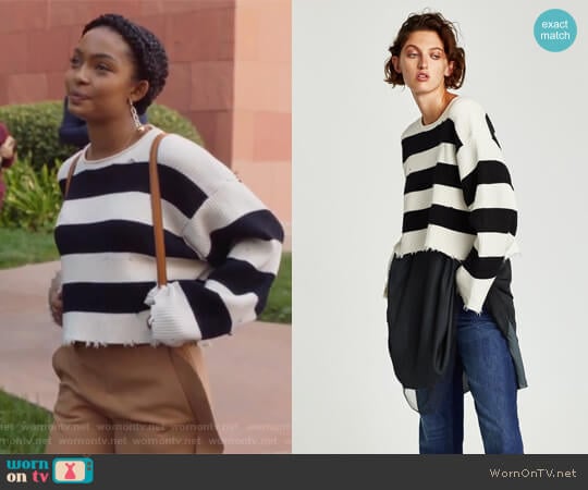 Zara Striped Sweater worn by Zoey Johnson (Yara Shahidi) on Grown-ish
