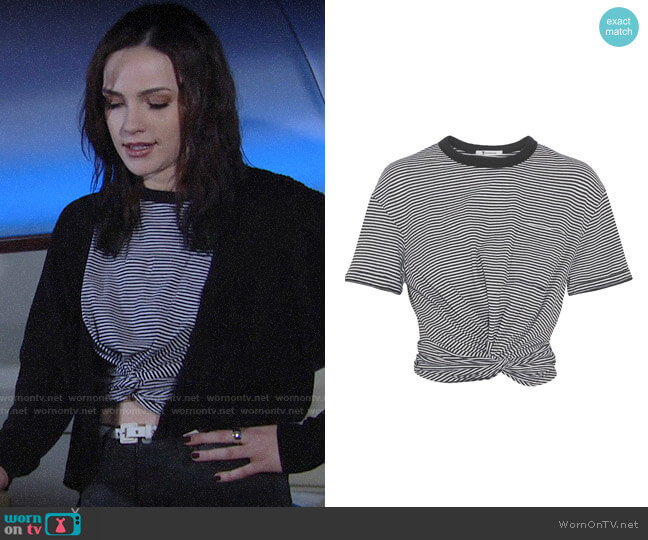 T by Alexander Wang Cropped Twist-front T-shirt worn by Tessa Porter (Cait Fairbanks) on The Young and the Restless