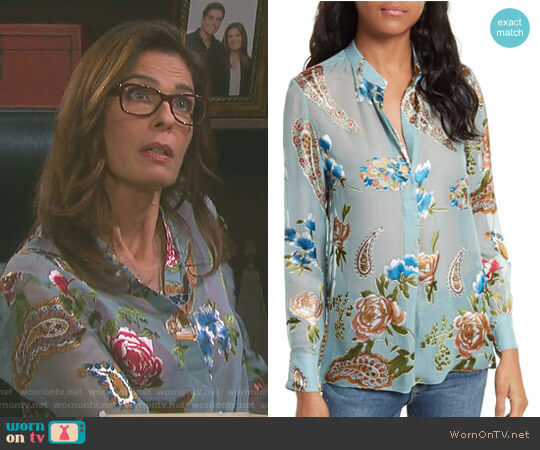 Alice + Olivia Amos Print Side Slit Tunic worn by Hope Williams (Kristian Alfonso) on Days of our Lives