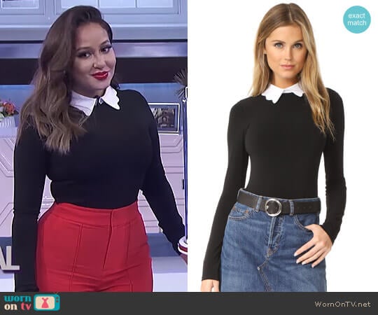 Alice + Olivia Becker Optional Collar Bodysuit worn by Adrienne Houghton on The Real