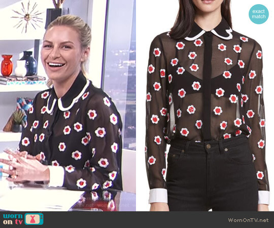 Alice + Olivia Willa Blouse worn by Morgan Stewart on E! News