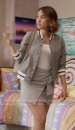 Ana’s grey bomber jacket on Grown-ish