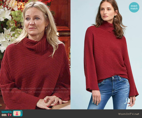 Moth Tisbury Turtleneck Pullover worn by Sharon Newman (Sharon Case) on The Young and the Restless
