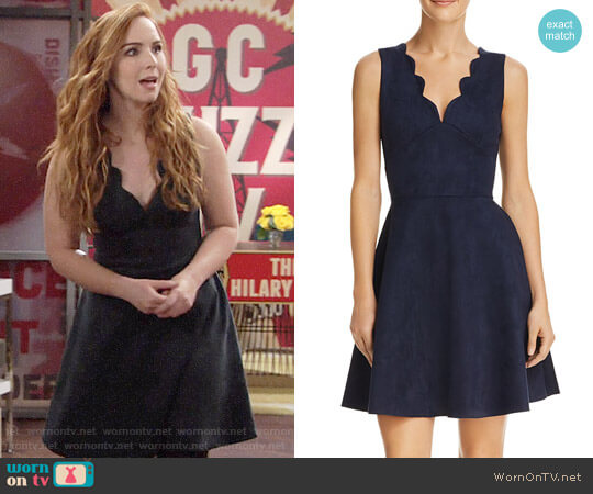 Aqua Scalloped Faux Suede Dress worn by Mariah Copeland (Camryn Grimes) on The Young and the Restless