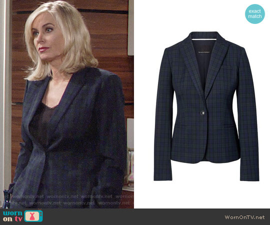 Banana Republic Long and Lean Fit Tartan Blazer worn by Ashley Abbott (Eileen Davidson) on The Young and the Restless