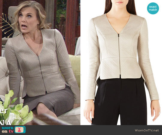 Bcbgmaxazria Pearson Diamond Quilted Faux Leather Jacket worn by Phyllis Newman (Gina Tognoni) on The Young and the Restless