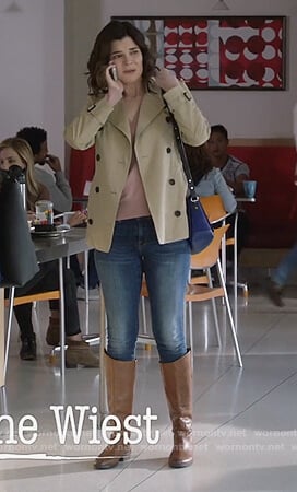 Heather’s short trench coat on Life in Pieces