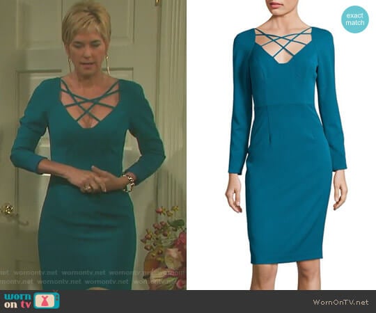 Black Halo Masca Dress in Jade worn by Eve Donovan (Kassie DePaiva) on Days of our Lives