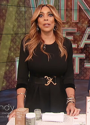 Wendy’s black embellished cuff dress on The Wendy Williams Show