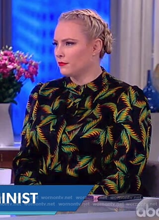 Meghan’s black palm leaf print top on The View