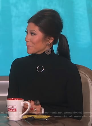 Julie’s black ring embellished top on The Talk