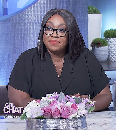 Loni’s black wrap jumpsuit on The Real