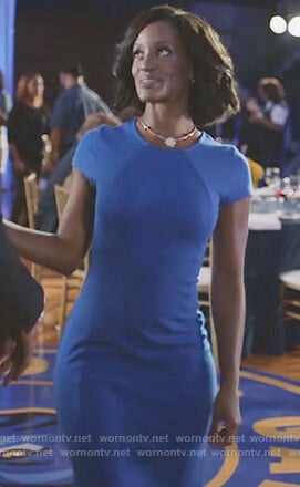 Kara’s blue cap sleeve pencil dress on Black Lightning