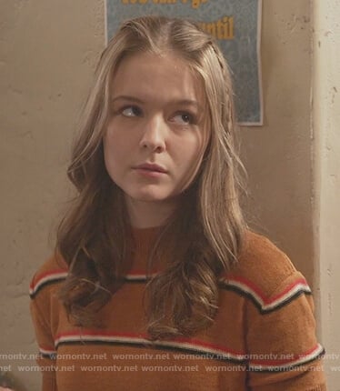 Taylor’s brown striped short sleeve sweater on The Fosters