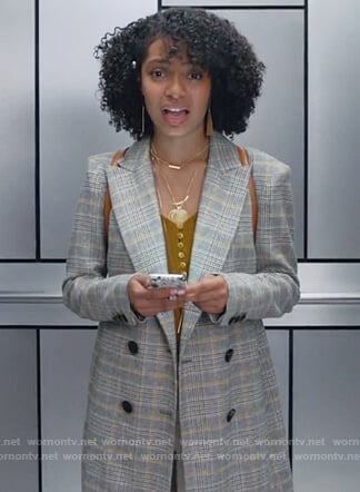 Zoey’s gray plaid coat on Grown-ish