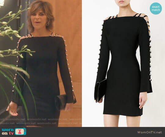 David Koma Strappy Sleeves Mini Dress worn by Lisa Rinna on The Real Housewives of Beverly Hills