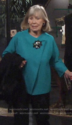 Dina’s green jacket with brooch on The Young and the Restless