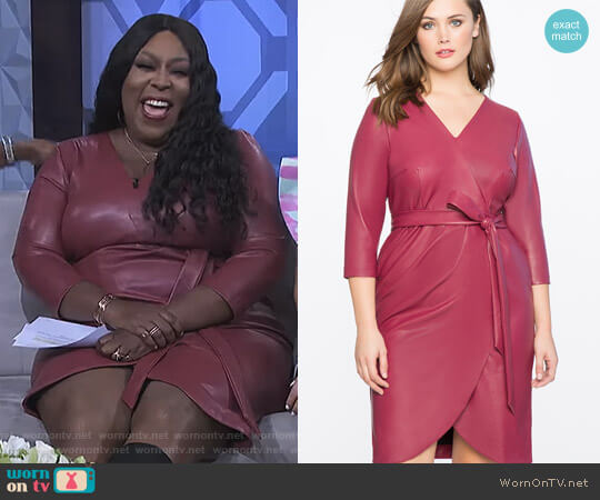 Eloquii Faux Leather Wrap Dress worn by Loni Love on The Real